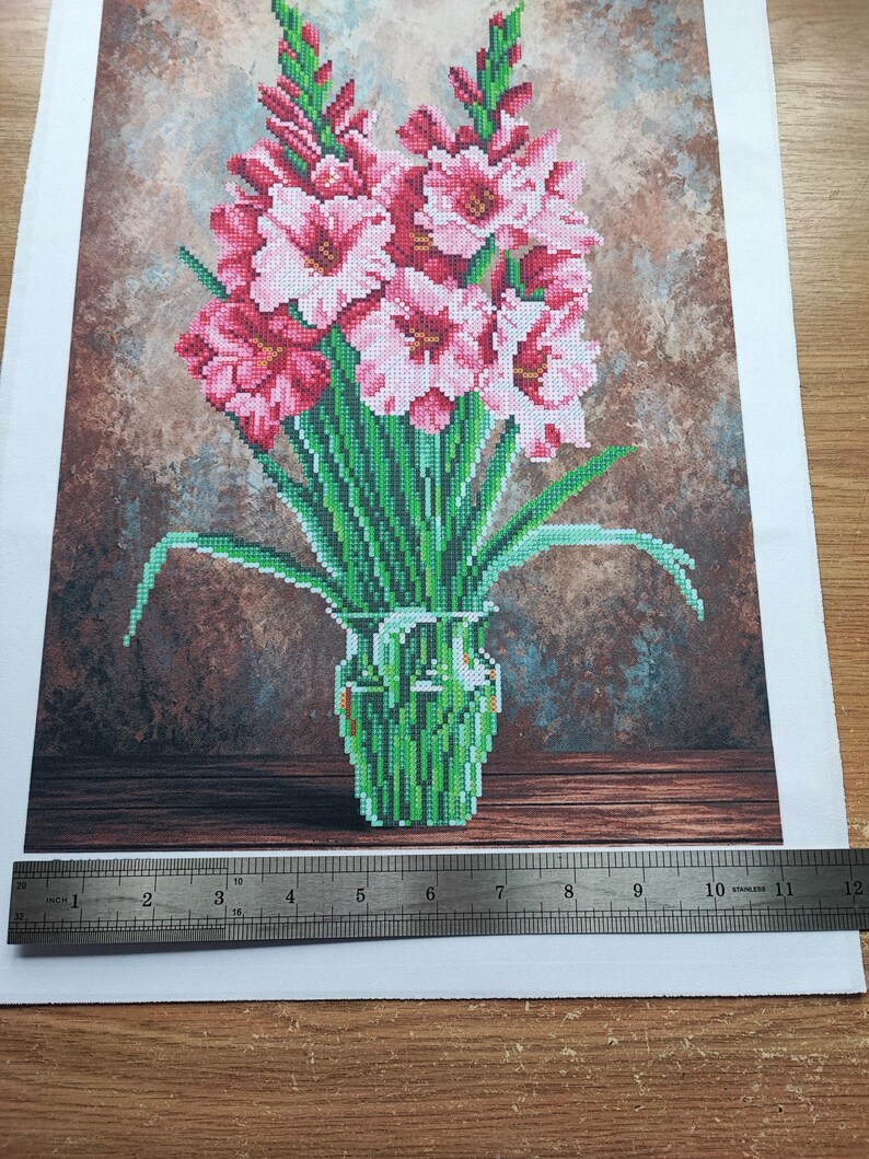 Beads Embroidery Kit Gladioli Embroidery Flowers Needlepoint Fabric ...