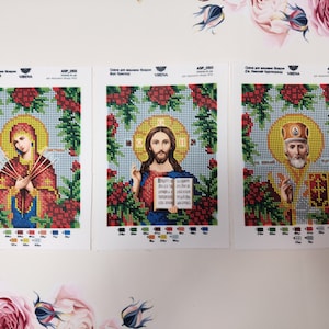 Kits de bordado de cuentas icono de San Nicolás, Jesucristo con cuentas, kit de bordado de Santa María, icono ortodoxo,