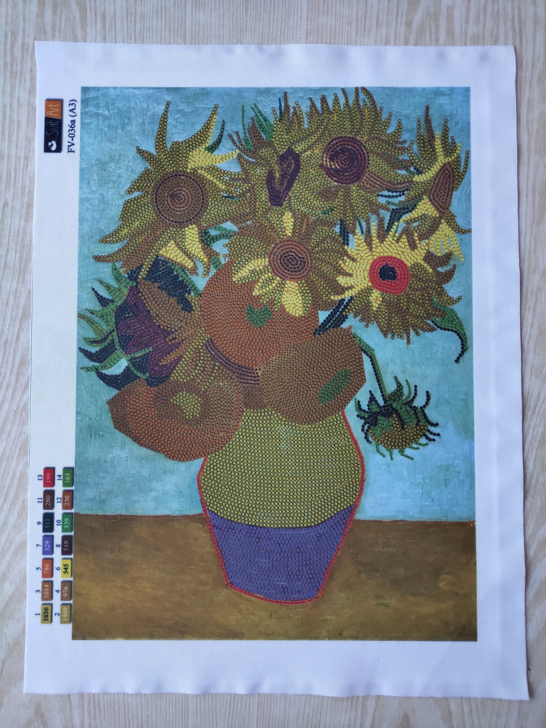 DIY Bead Embroidery Kit Needlepoint Beading Two cut sunflowers by V Van Gogh 
