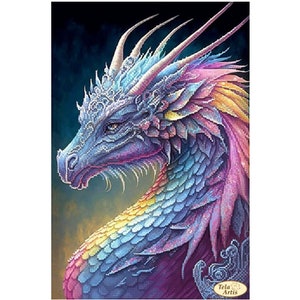 Bead embroidery kit Rainbow dragon, needlepoint kit Fairy dragon, embroidered painting, DIY kit, symbol 2024