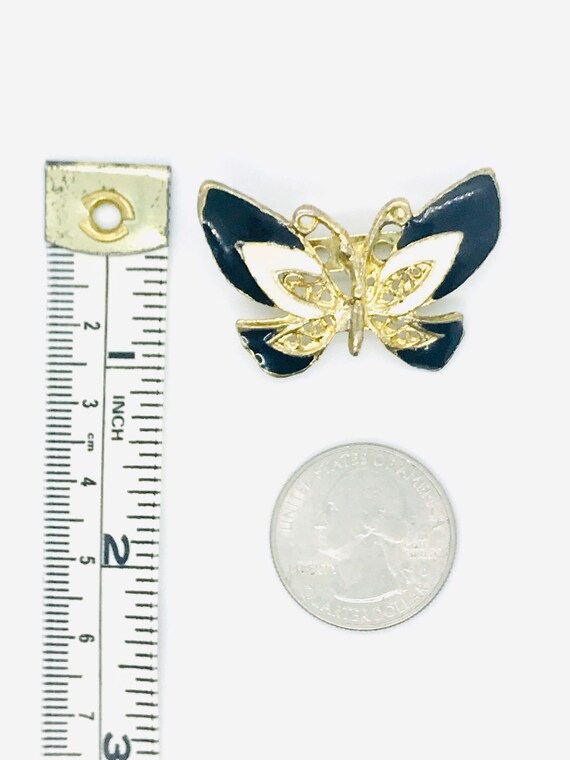 Butterfly Scatter Pin, 1950s, Black and White Gem