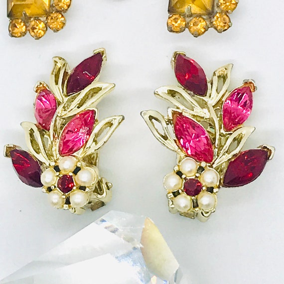 Flower and Leaf Clip Earrings, Beau Jewels, c 195… - image 6