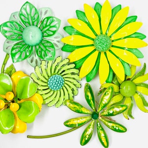 Limoengroen, chartreuse, gele bloempinnen, ca. Jaren 60
