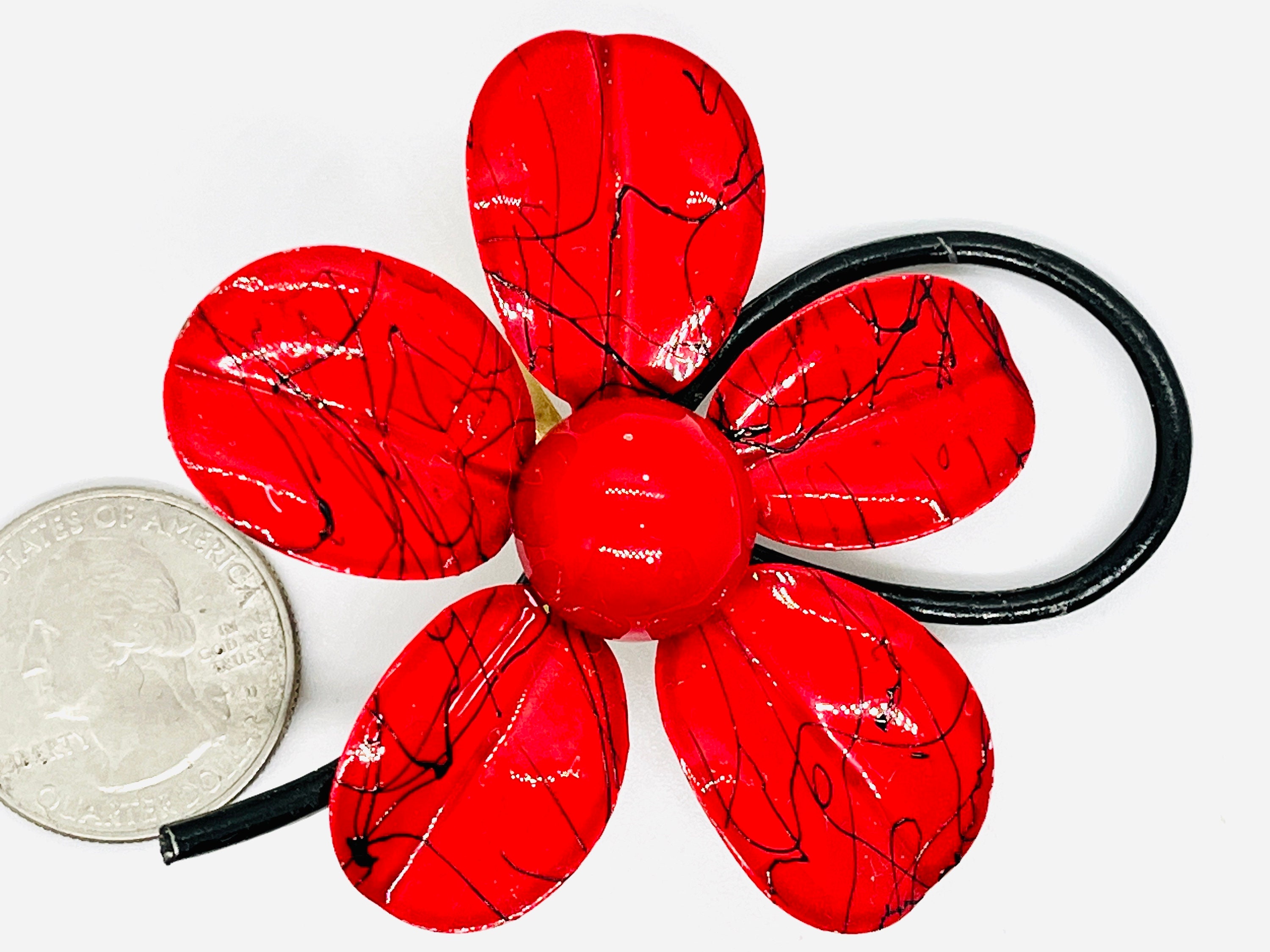 Red Flower Pins C. 1960s One is C. 1980s Etsy