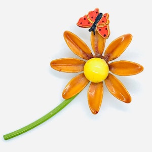 Orange Flower Pins, Vintage 1960s