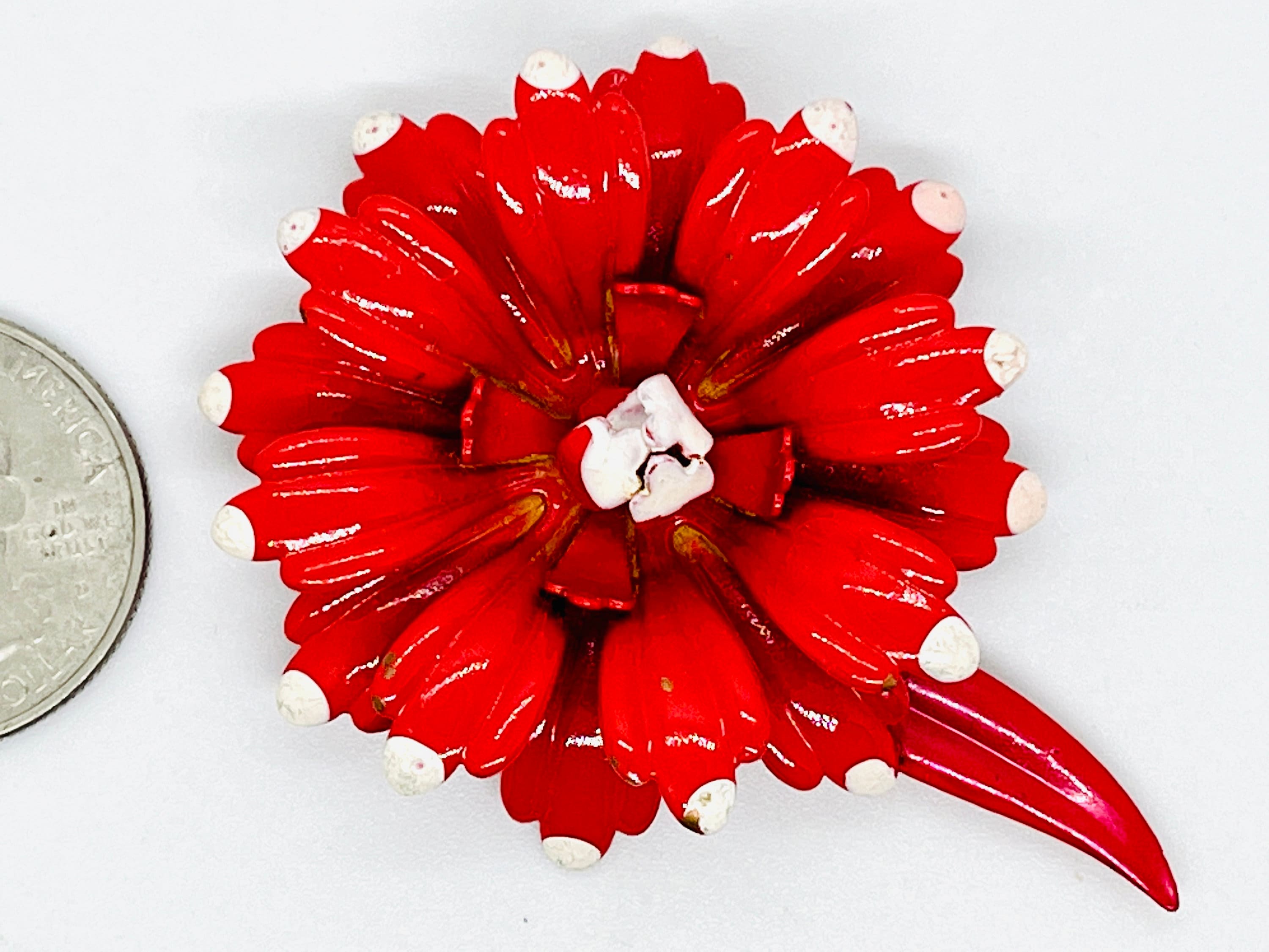 Red Flower Pins C. 1960s One is C. 1980s Etsy