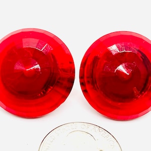 Dalsheim Ruby Red Lucite Dome Clip Earrings,