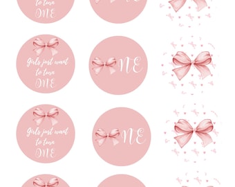Bow 1st birthday cupcake toppers