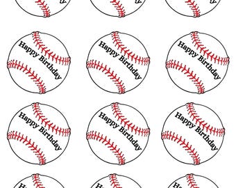 Baseball Birthday Cupcake Toppers