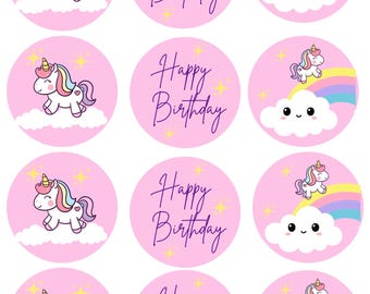 Unicorn Cupcake Toppers, Digital Download