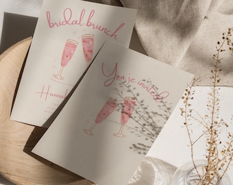Champagne Brunch Bridal Shower Invitation Template (Canva Editable)