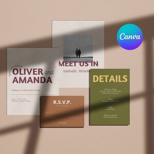 Minimal Style Wedding Invitation | Wedding Suite | Editable Wedding Invite Template | Simple Style Invite