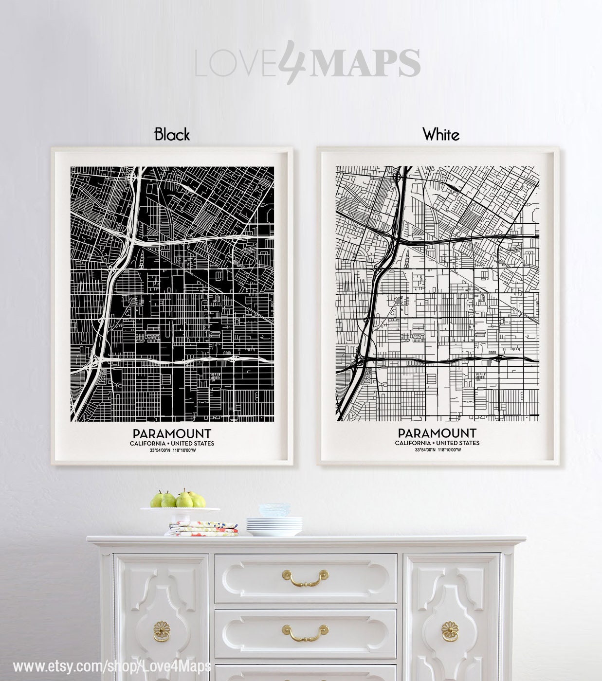 Paramount California Map Paramount City Print Paramount Etsy