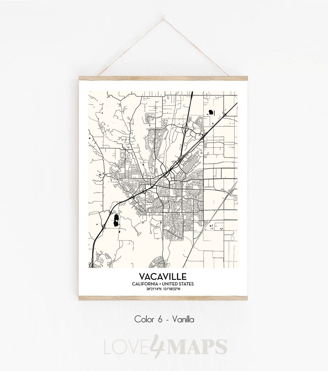 Vacaville CA City Map Poster Print Wall Art Decor Vacaville California