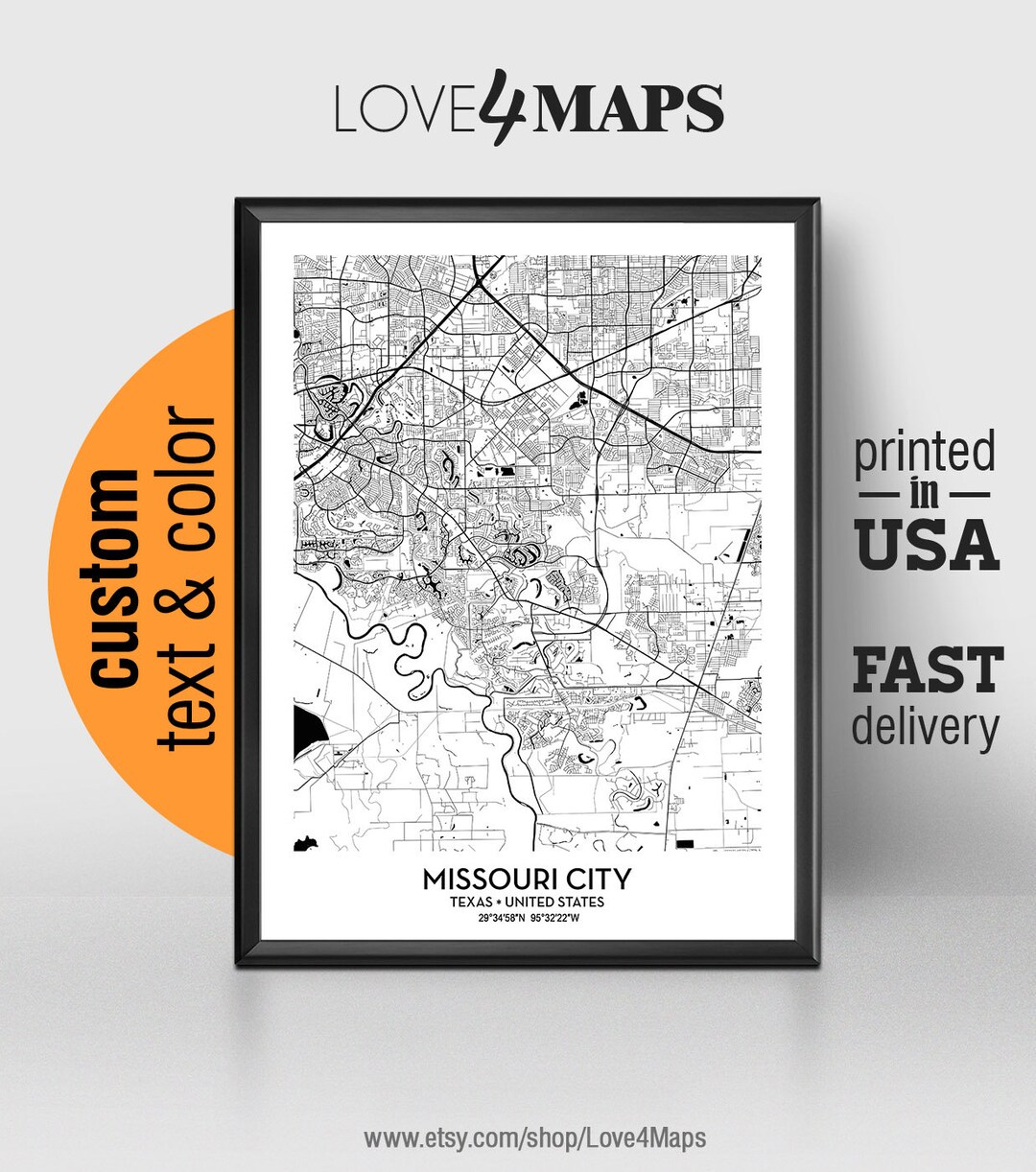 Missouri City Texas Map, Missouri City Print, Missouri City Poster