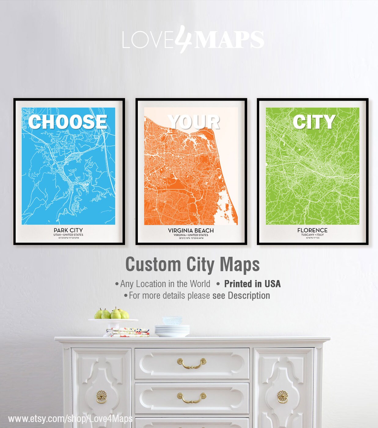 Virginia Beach Map Print Wall Art Virginia Beach City Etsy