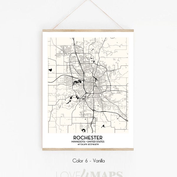Rochester Map Etsy