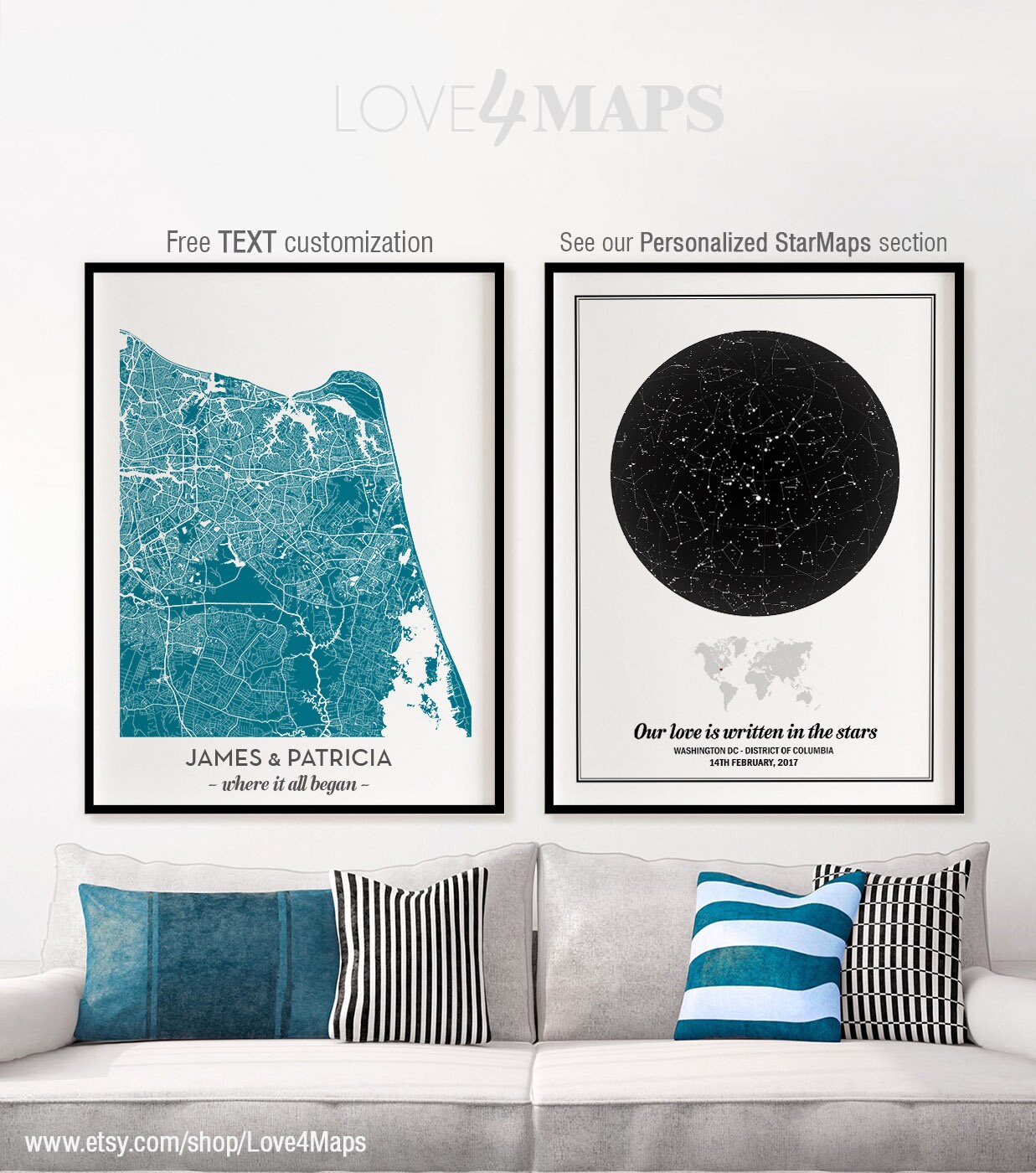 Virginia Beach Map Print Wall Art Virginia Beach City Etsy