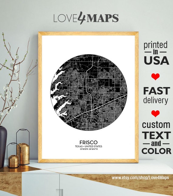 Art And Collectibles Frisco Art Frisco Map Frisco Texas Map Frisco Poster