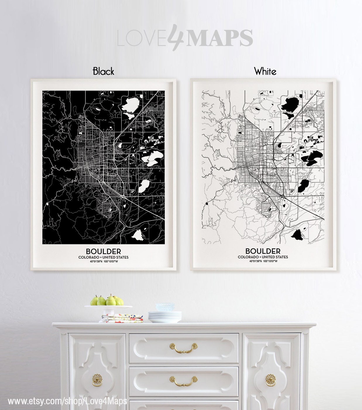 Boulder Colorado Map Boulder City Print Boulder Poster Etsy