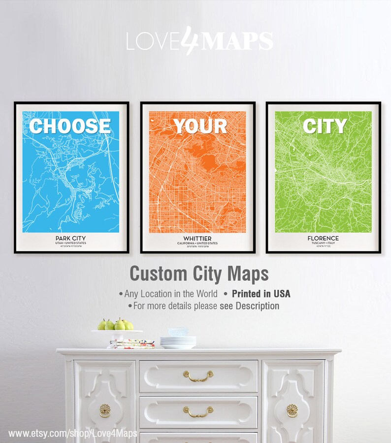Whittier City Print Poster Custom city map Whittier College Personalized Wedding Map Art Gift For Couple Whittier California Map