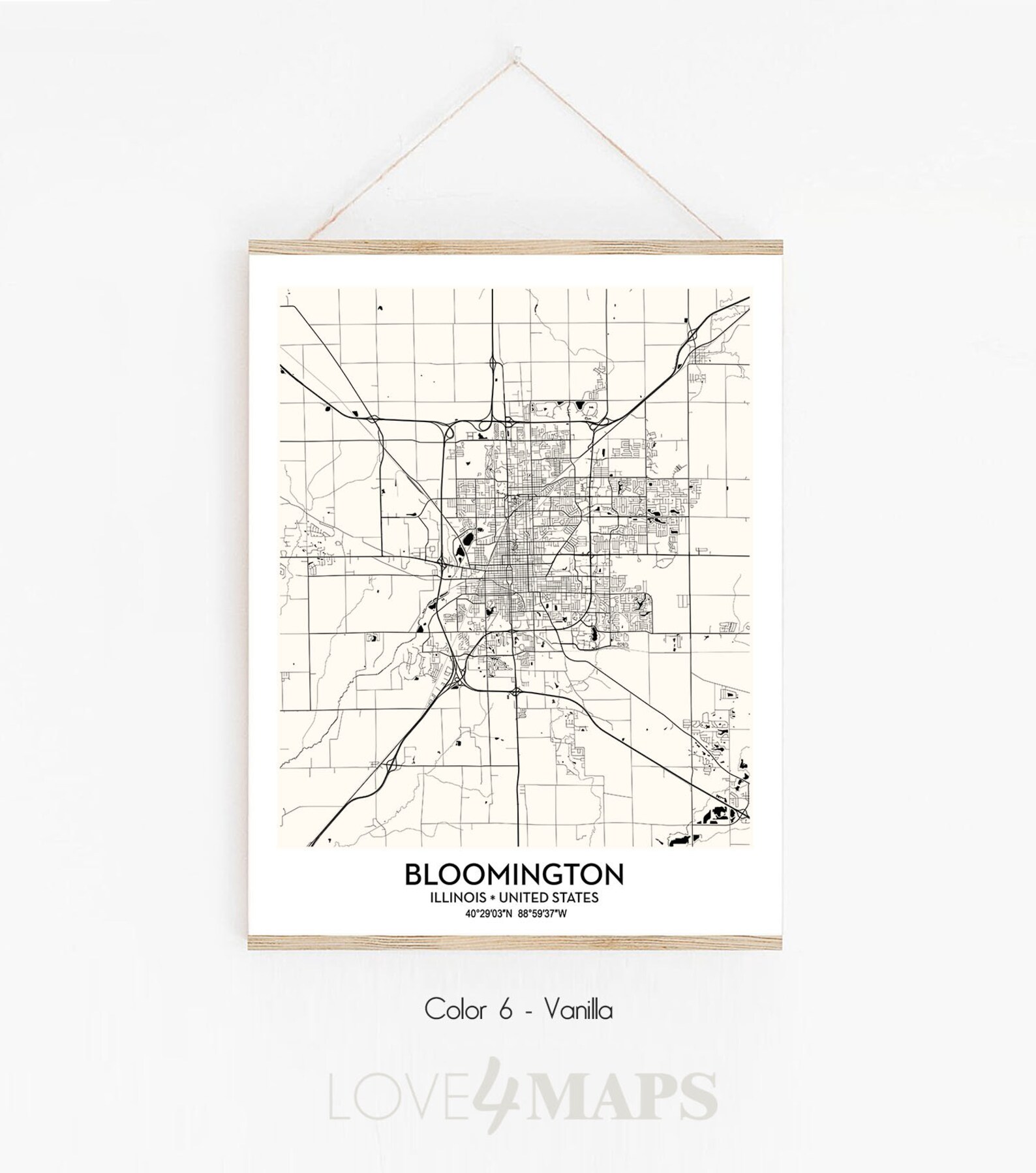 Bloomington IL City Map Poster Print Wall Art Decor Etsy