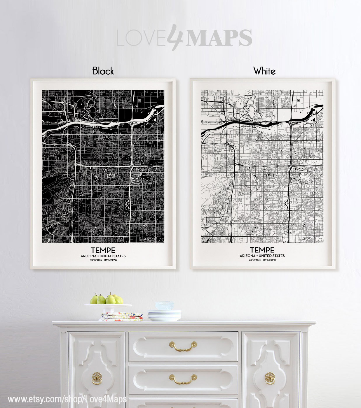 Tempe Arizona Map Tempe City Print Tempe Poster Etsy
