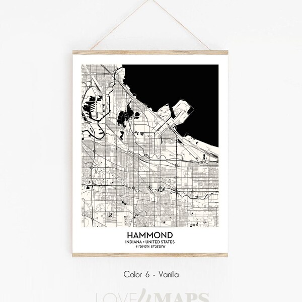 Hammond IN City Map poster print wall art decor | Hammond Indiana map | Scandinavian Nordic wall art | Modern Home Decor Gift