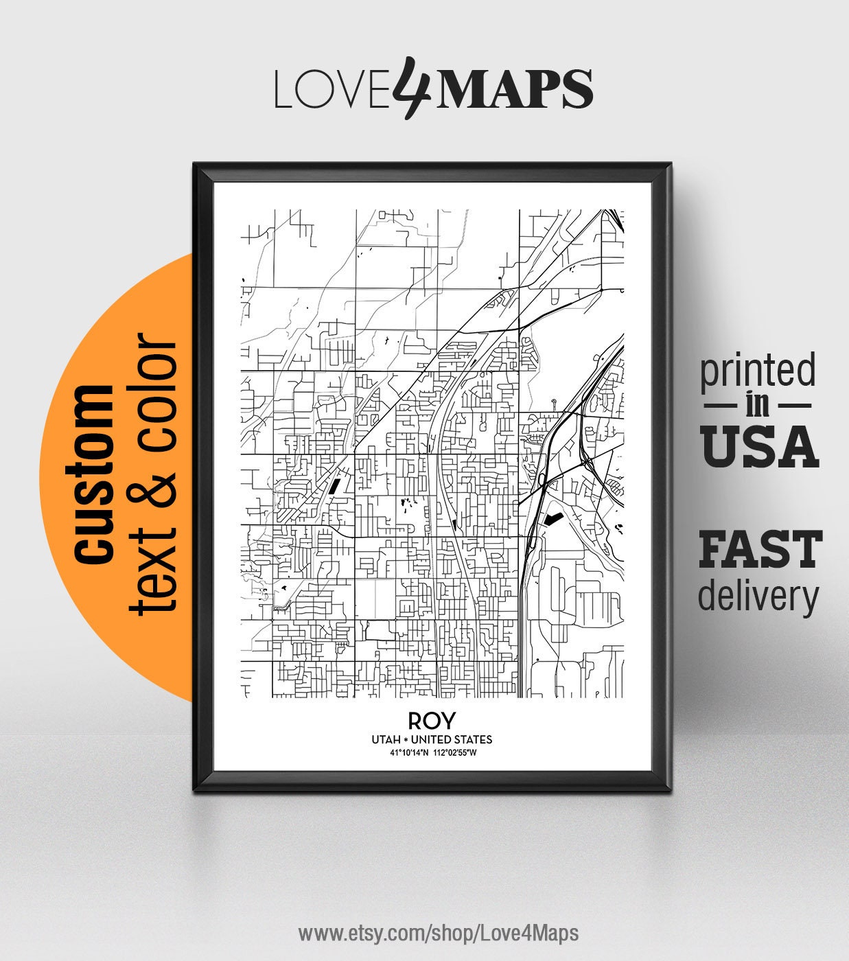 Roy Utah Map Roy City Print Roy Poster Personalized Wedding Etsy