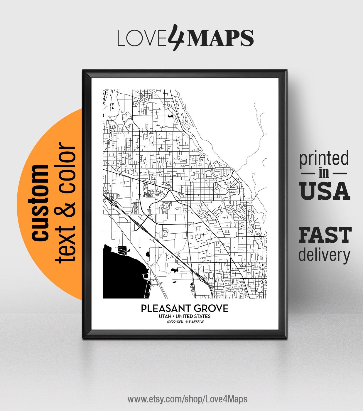 Map Of Pleasant Grove Utah Pleasant Grove Utah Map Pleasant Grove City Print Pleasant - Etsy
