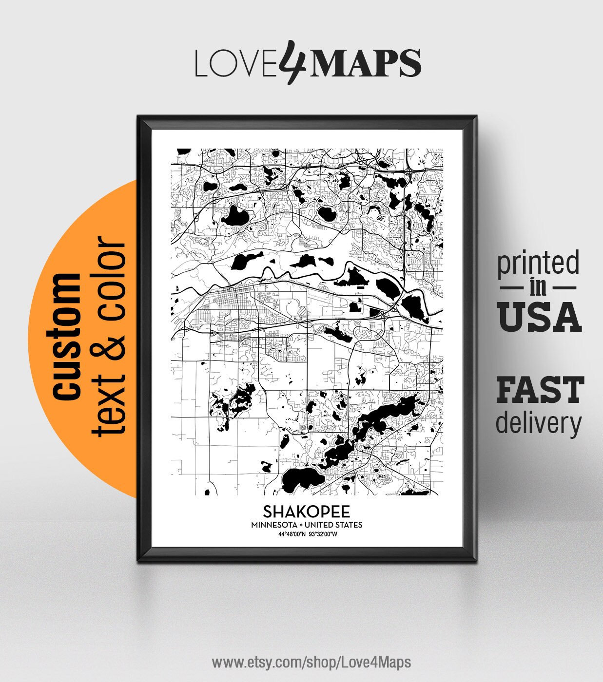 Shakopee Minnesota Map Shakopee City Print Shakopee Poster | Etsy