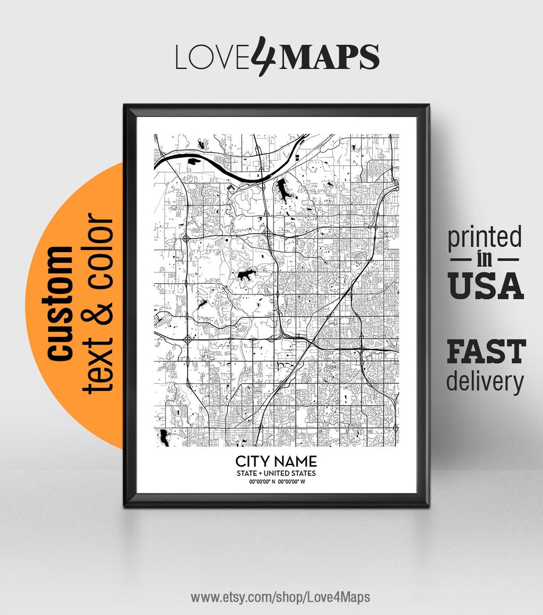 Lenexa Kansas Map, Lenexa City Print, Lenexa Poster, Personalized