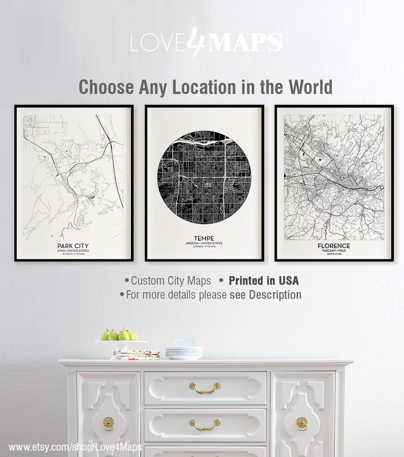 Tempe Map Print Poster Tempe City Arizona Print Personalized Etsy