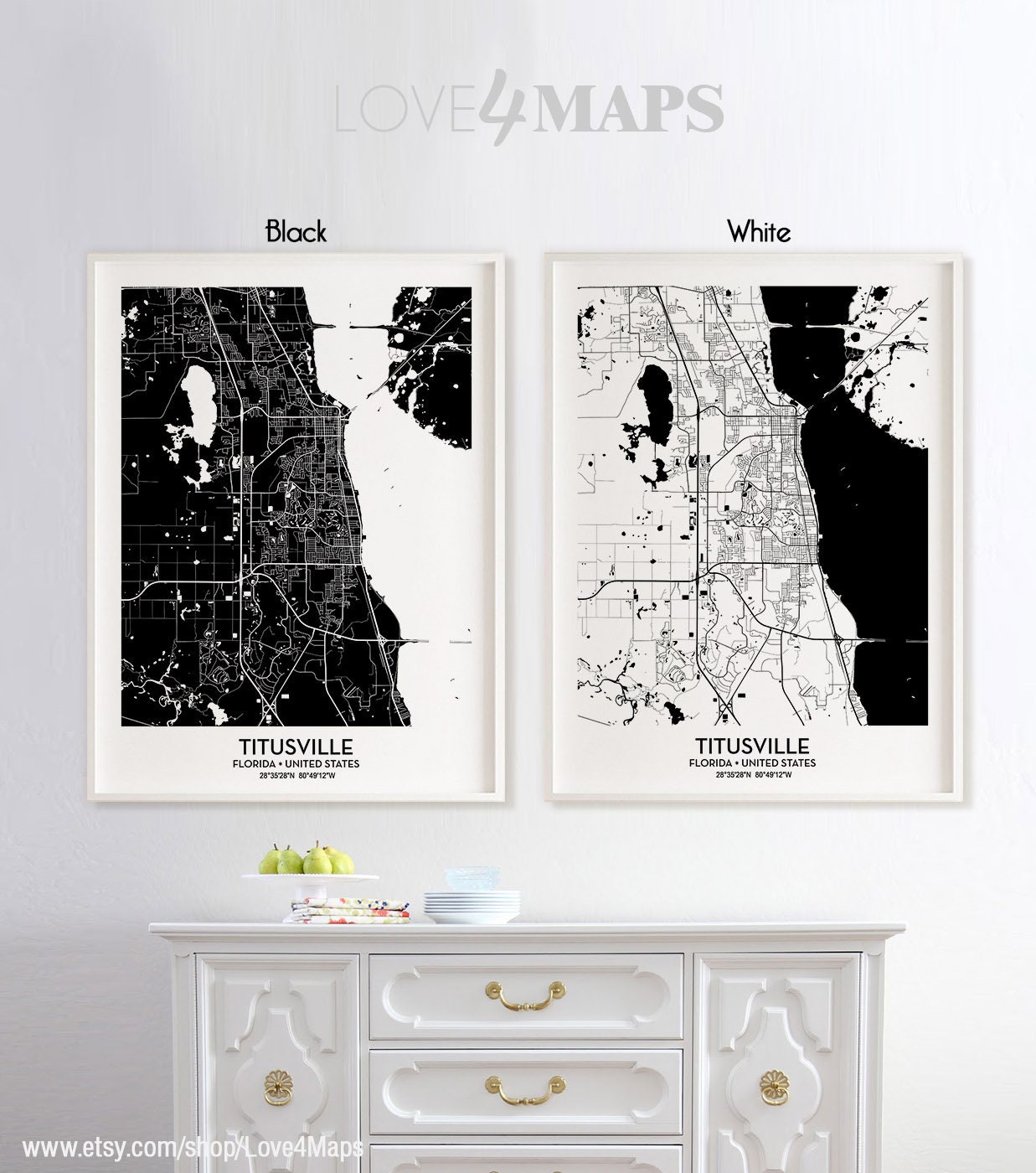 Titusville Florida Map Titusville City Print Titusville | Etsy