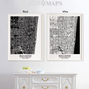 Boca Raton Florida Map, Boca Raton City Print, Boca Raton Poster, Personalized Wedding Map Art Gift For Couple, Custom city map image 2