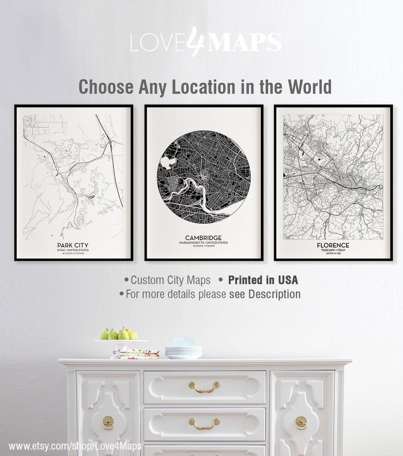 Cambridge Map Print Cambridge City Massachusetts Poster Etsy