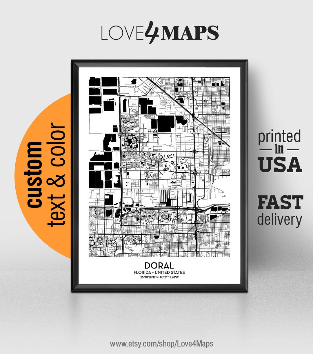 Doral Florida Map Doral City Print - Il 1080xN.1653722063 Clu8 