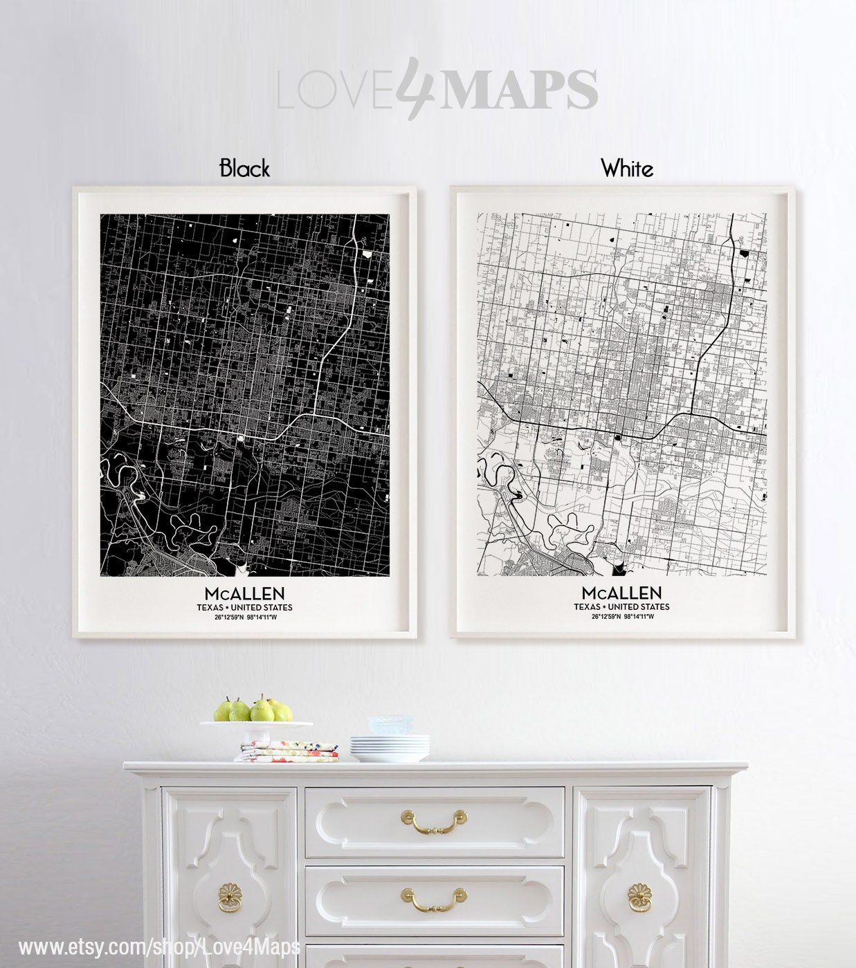 Mcallen Texas Map Mcallen City Print Mcallen Poster | Etsy