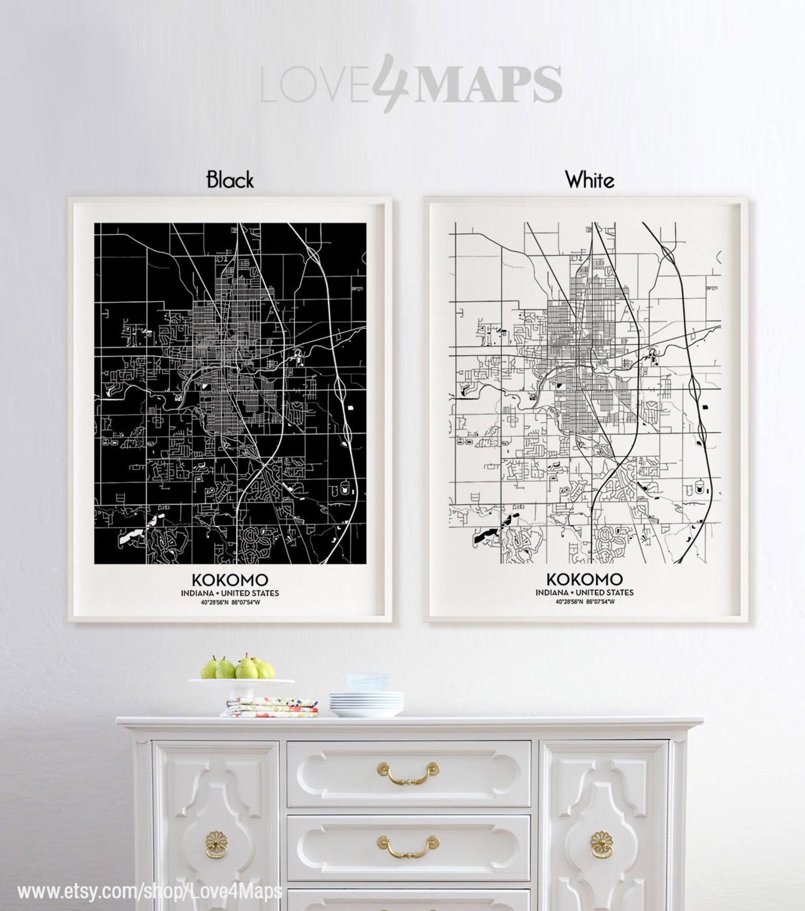 Kokomo Indiana Map Kokomo City Print Kokomo Poster Etsy
