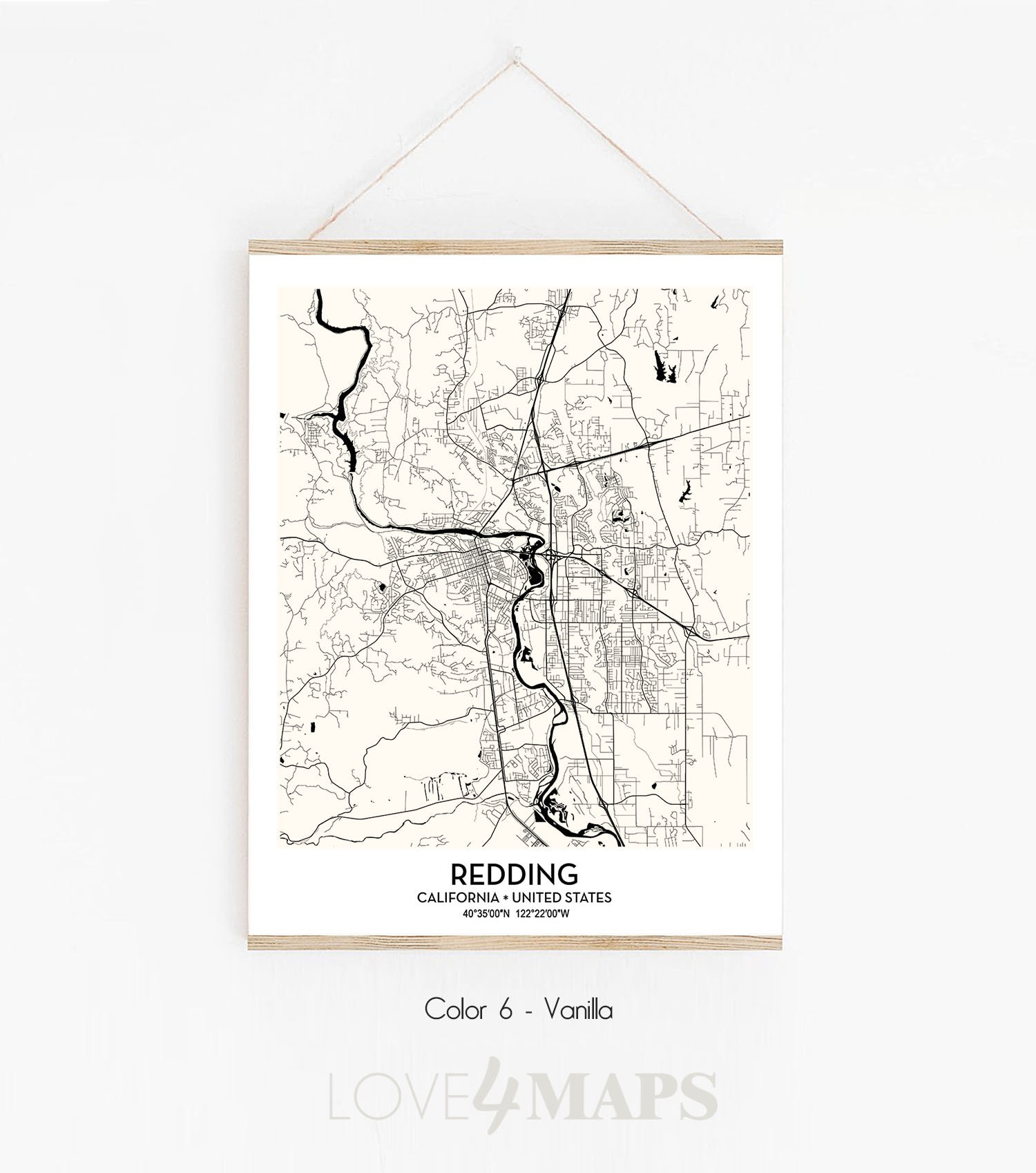 Redding CA City Map Poster Print Wall Art Decor Redding - Etsy