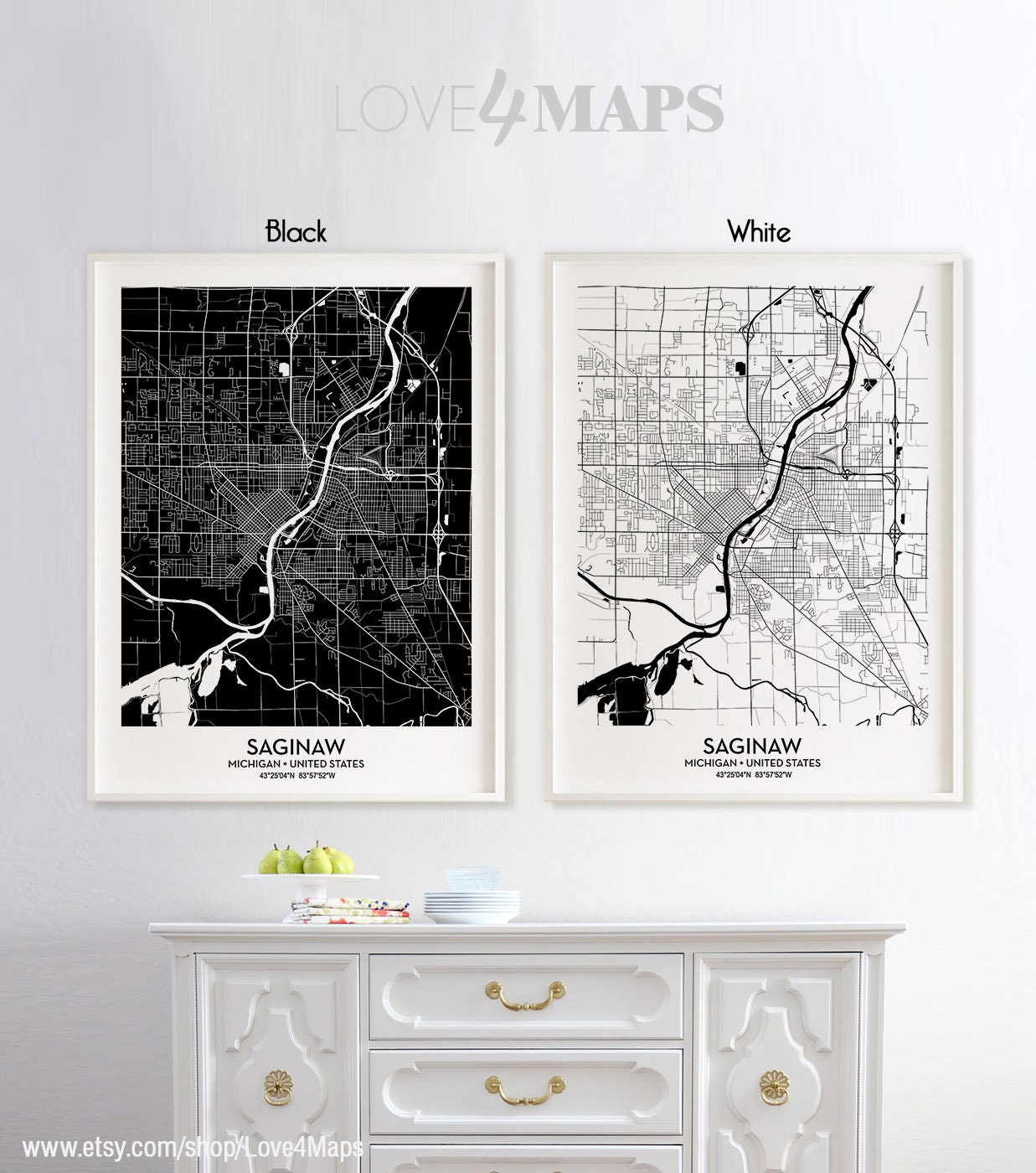 Saginaw Michigan Map Saginaw City Print Saginaw Poster Etsy