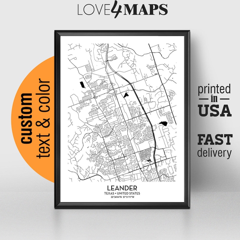 Texas Map Print - Etsy
