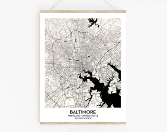 Baltimore MD City Map poster print wall art decor | Baltimore Maryland map | Scandinavian Nordic wall art | Modern Home Decor Gift