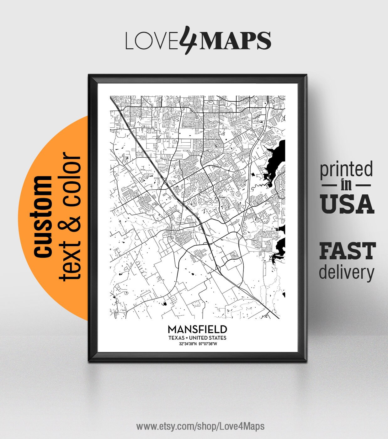 Mansfield Texas Map, Mansfield City Print, Mansfield Poster, Personalized  Wedding Map Art, Gift for Couple, Custom City Map - Etsy Denmark