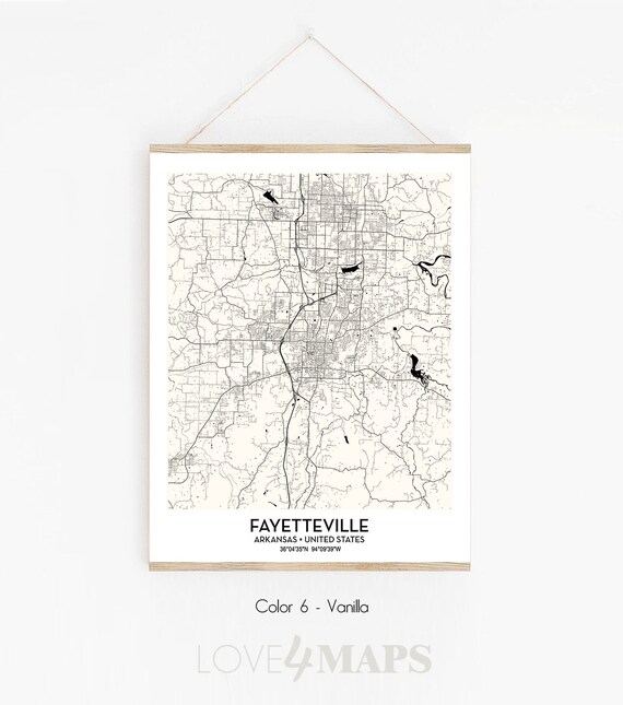 Fayetteville AR City Map Poster Print Wall Art Decor | Etsy