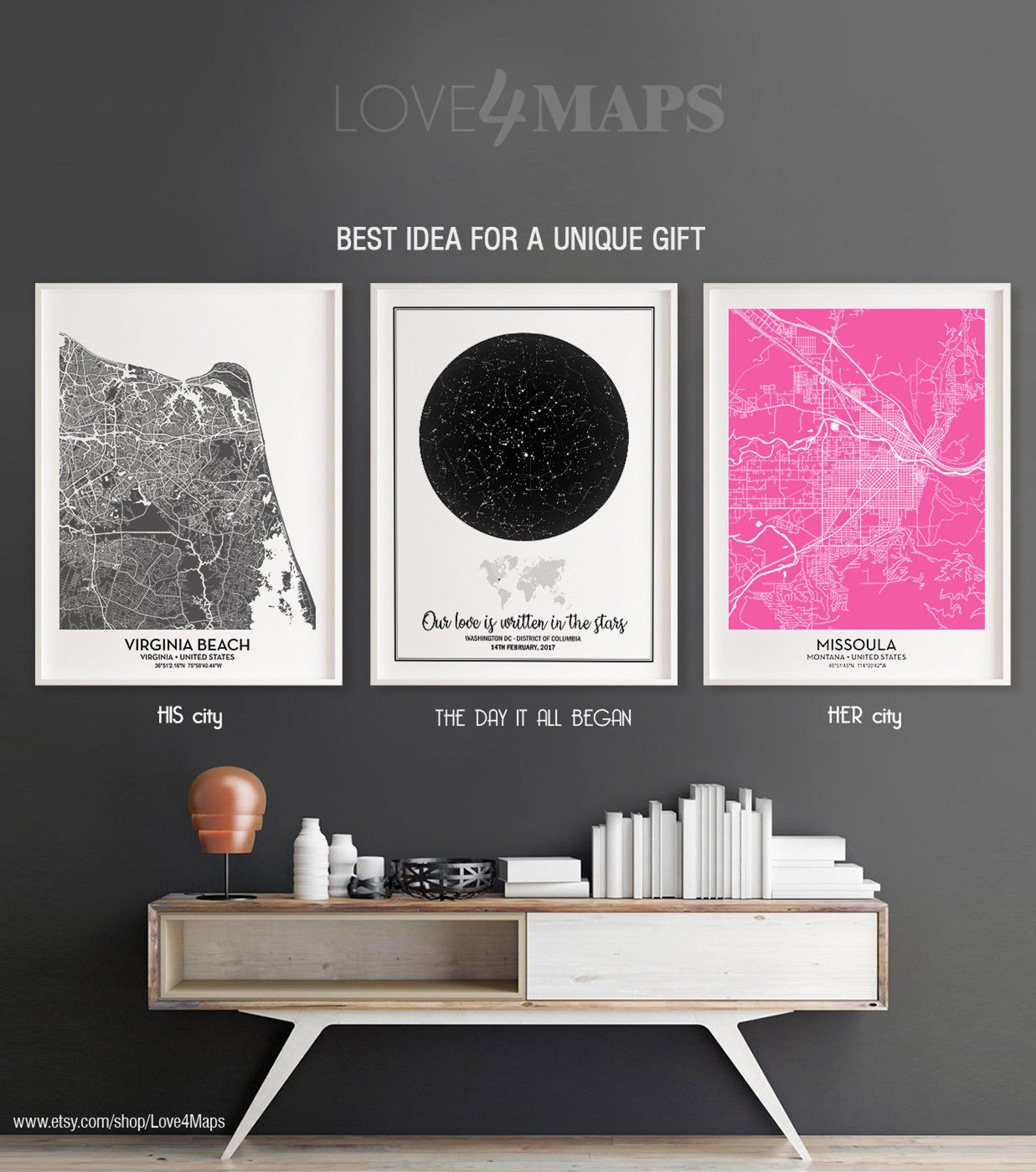 Virginia Beach Map Print Wall Art Virginia Beach City Etsy