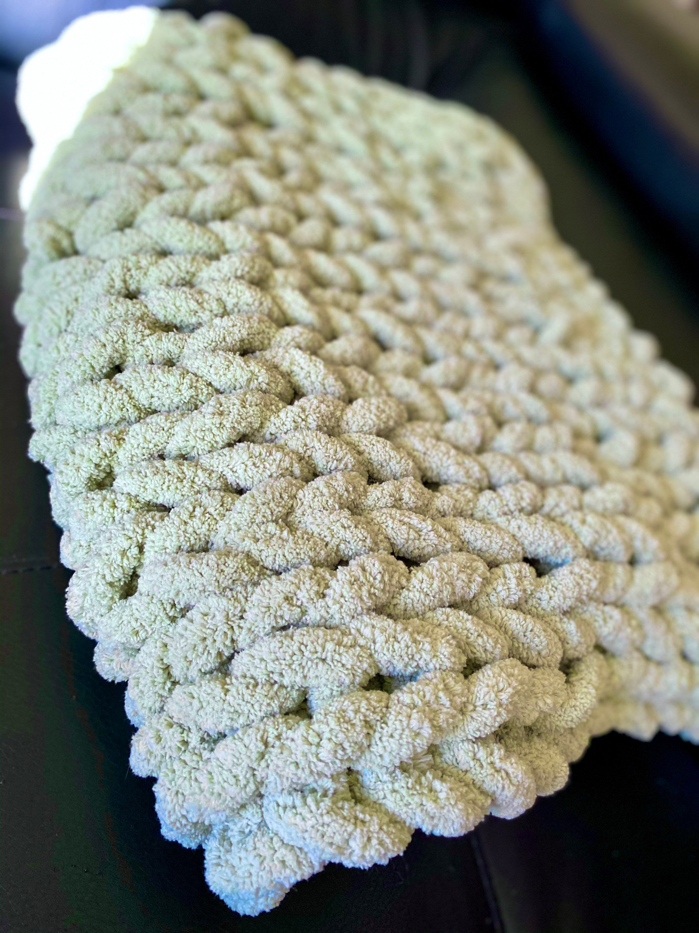 Sage green chunky knit blanket Etsy