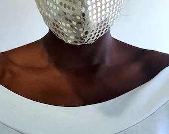 Light Gold shiny sparkly reversible face mask - Free delivery
