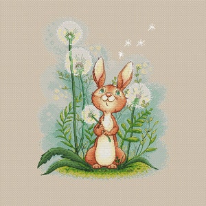 Diente de león patrón punto de cruz ojos verdes conejito punto de cruz conejito con flor punto de cruz bebé punto de cruz conejo punto de cruz