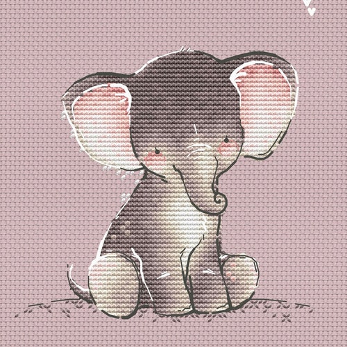 Newborn Baby Elephant PDF Counted Cross Stitch Pattern Instant Etsy